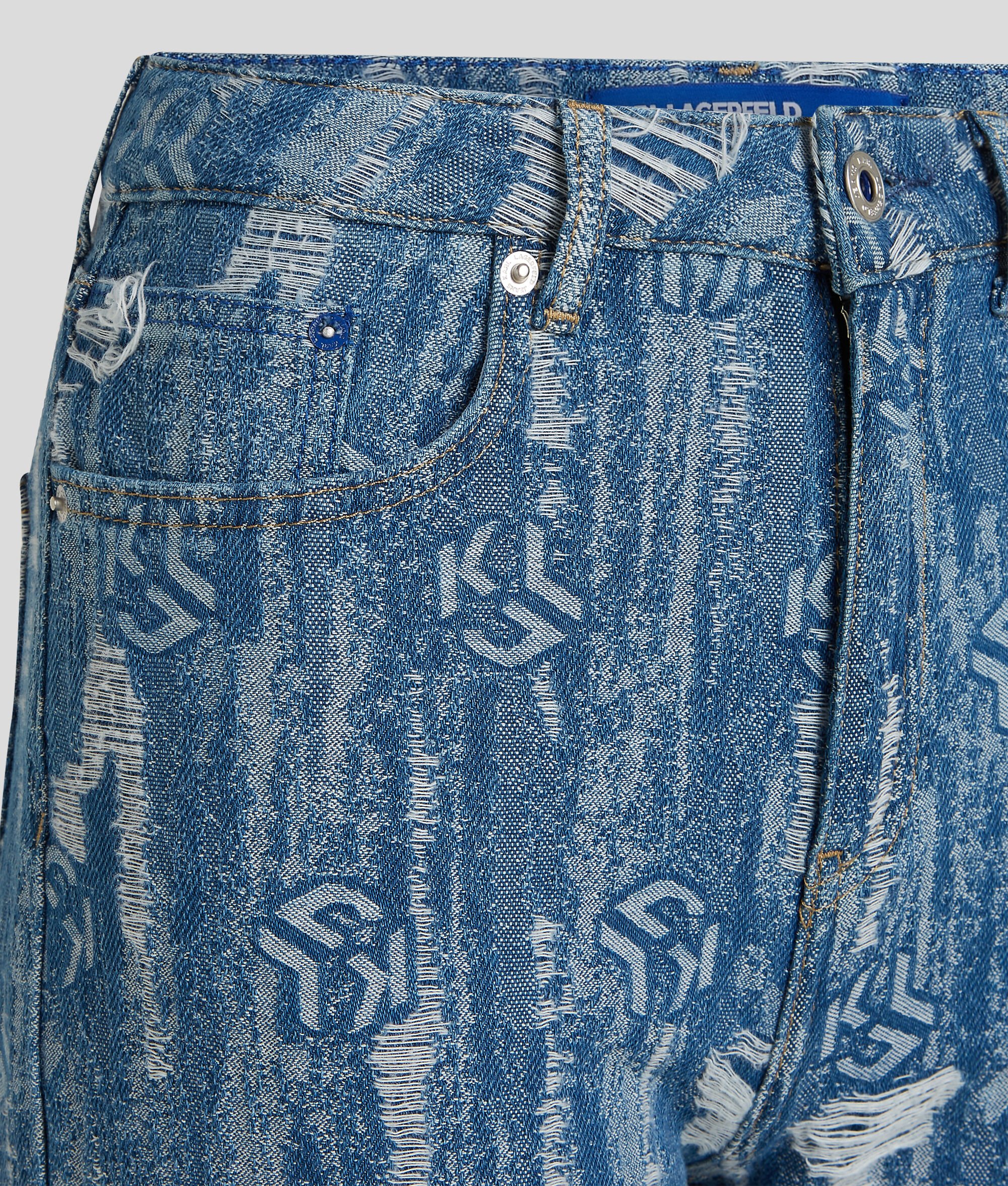 (image for) Excellent Quality KLJ MONOGRAM DISTRESSED HIGH-RISE STRAIGHT JEANS